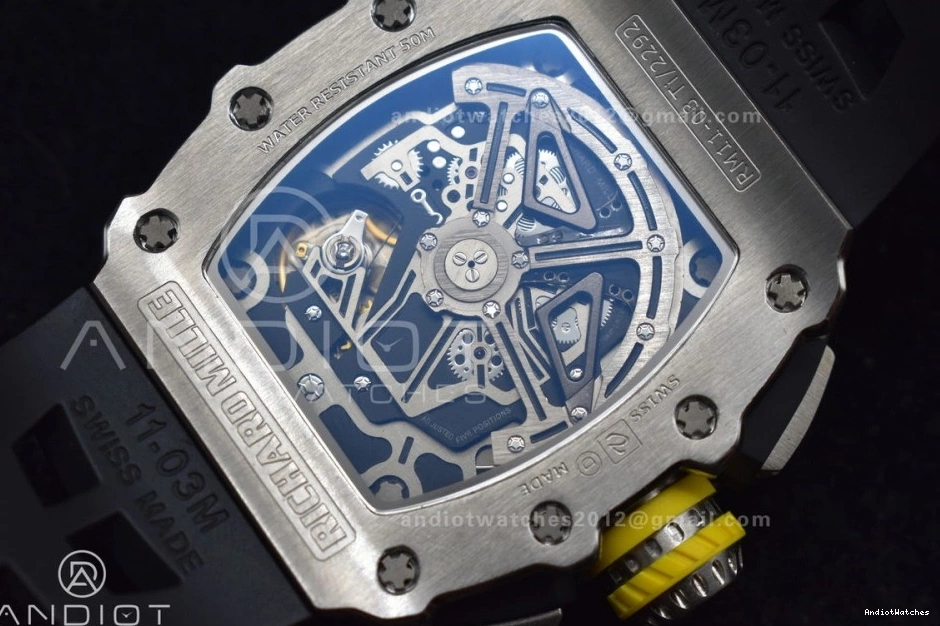 Strap V Chrono A7750 RM011 SS Sophisticated Rubber Crystal Edition Best Dial 1:1 KVF 1025 Black Black on 0915